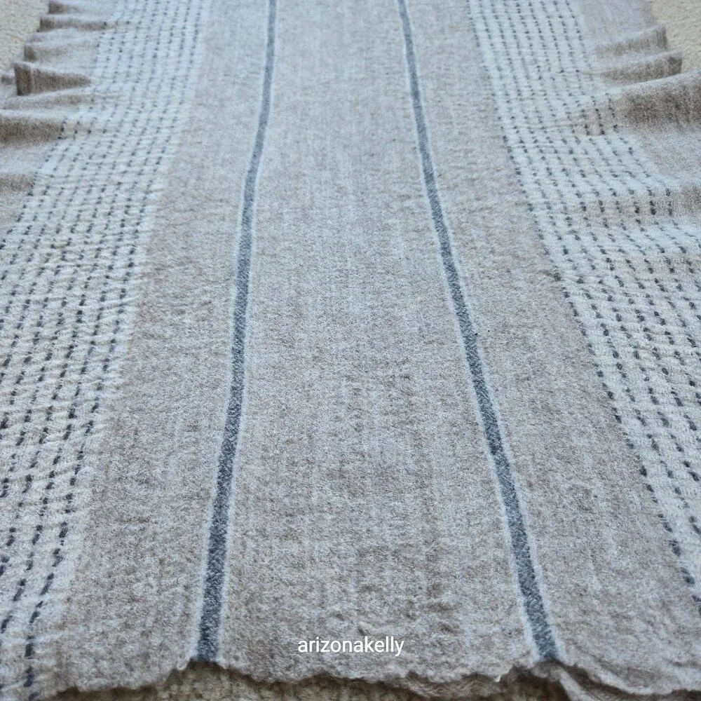 Laraib Cashmere Woven Scarf Natural Earthy Made in Nepal - Picture 7 of 16